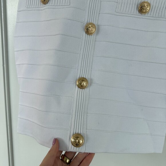 NWT Retrofête Laurel Bandage Knit Mini Dress Optic White Button Down Sleeveless - Picture 6 of 9